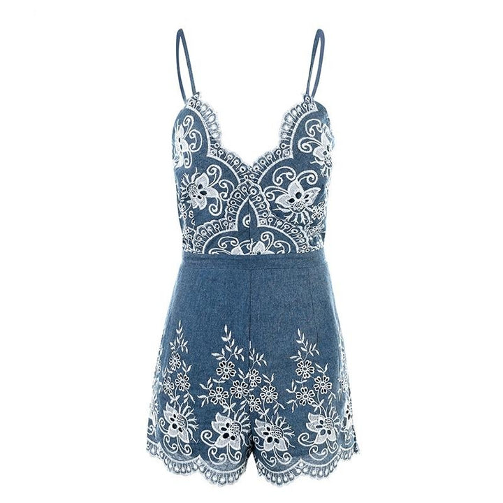 Floral Jeans Playsuit