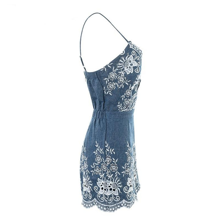 Floral Jeans Playsuit