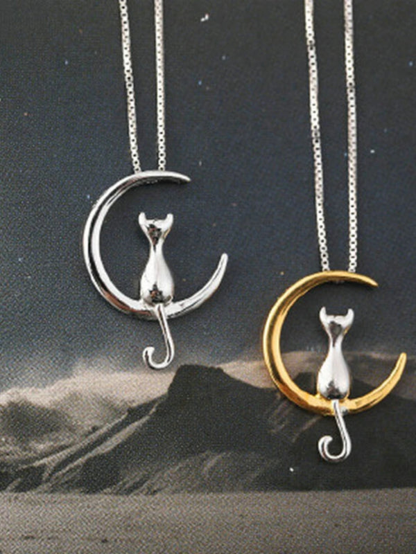 Lucky Moon Cat Necklace - Sun Whispers Boutique