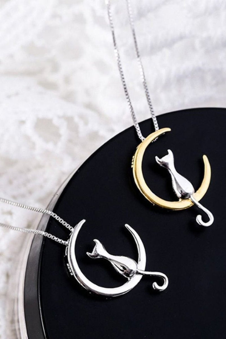Lucky Moon Cat Necklace - Sun Whispers Boutique