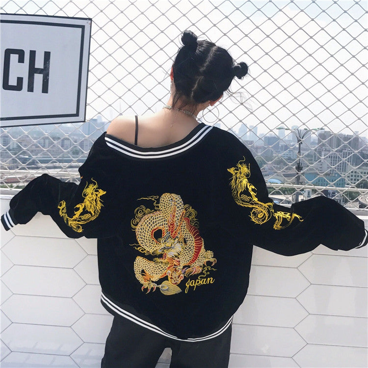 Dragon Of Fortune Bomber Jacket- sun whispers boutique