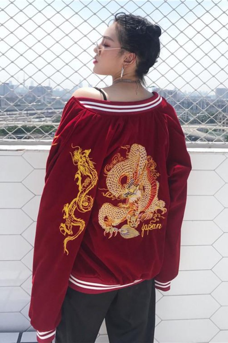 Dragon Of Fortune Bomber Jacket- sun whispers boutique