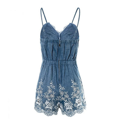 Floral Jeans Playsuit
